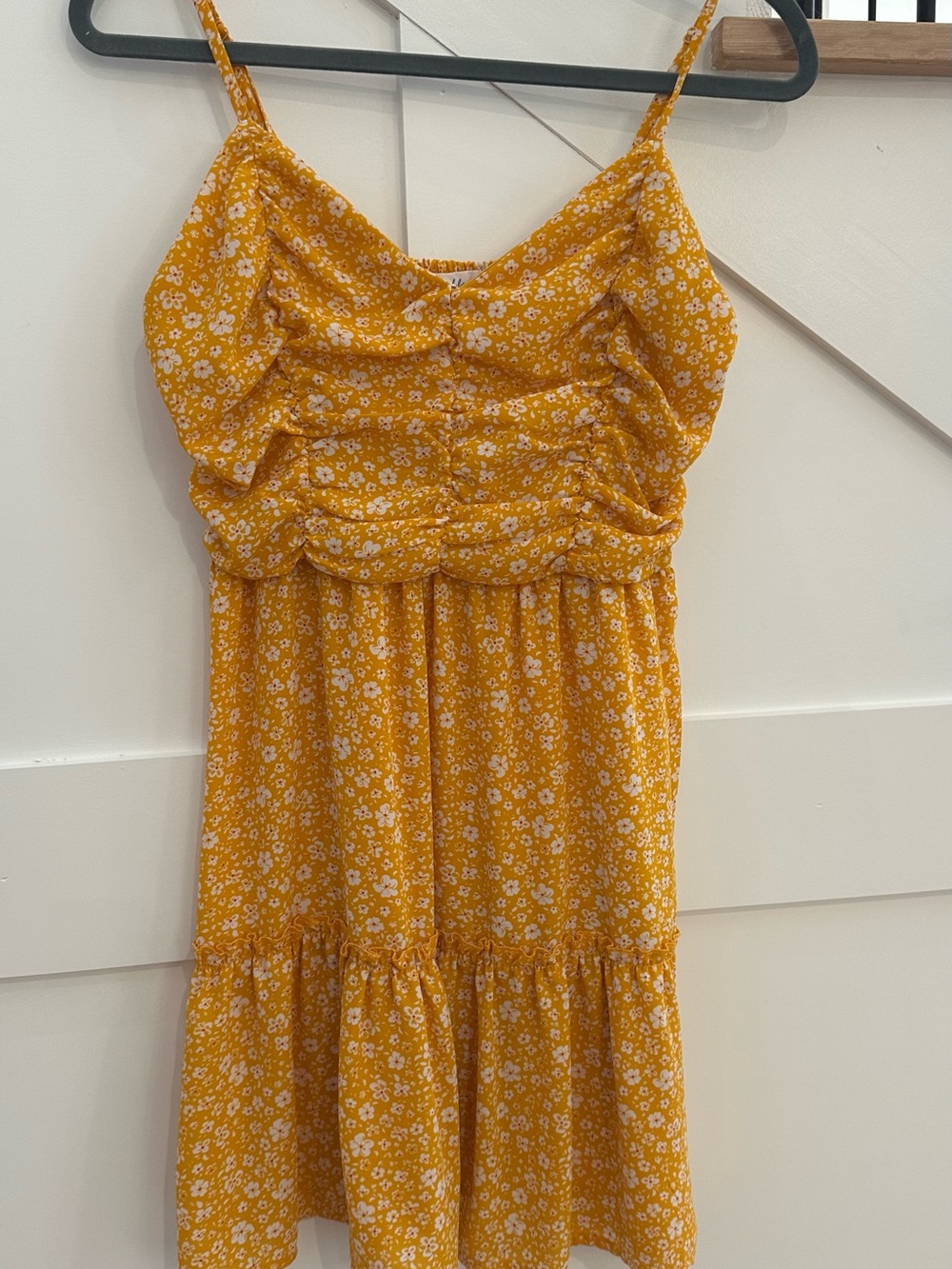 bailey blue Yellow Floral Ruched Sundress
